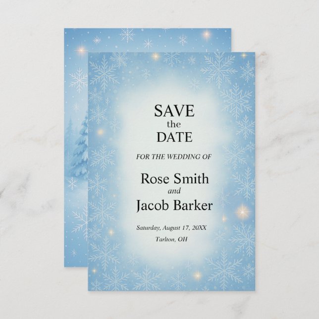 Convites Winter Wonderland Wedding Save Date (Casamento Won (Frente/Verso)