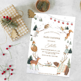 Convites Winter Woodland Animals Forest Baby Shower