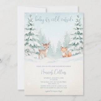Convites Winter Woodland Forest Animal Baby Shower