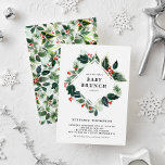 Convites Winterberry e Holly Greenery Baby Brunch<br><div class="desc">Celebre a chegada iminente do seu pequeno com o nosso encantador convite personalizável para brunch bebê, com um charmoso design de verde variegado de aquarela, sagrado e bagas de inverno. Perfeito para chás de fraldas de inverno e natal, este convite captura lindamente a alegria e o calor da época. Personalize...</div>