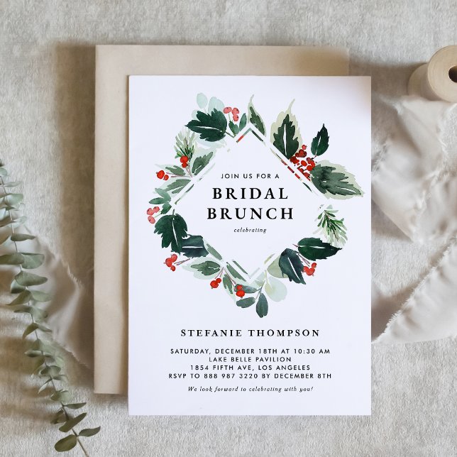 Convites Winterberry e Holly Greenery Bridal Brunch (Criador carregado)