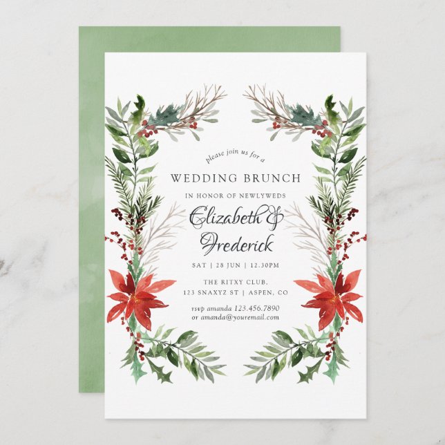 Convites Wintertide Woodland Casamento de Natal Brunch (Frente/Verso)