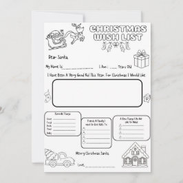 Convites Wishlist Letter to Santa Coloring Activity