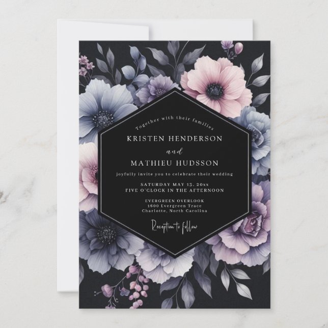 Convites Wisteria Chiaroscuro Floral Wedding (Frente)