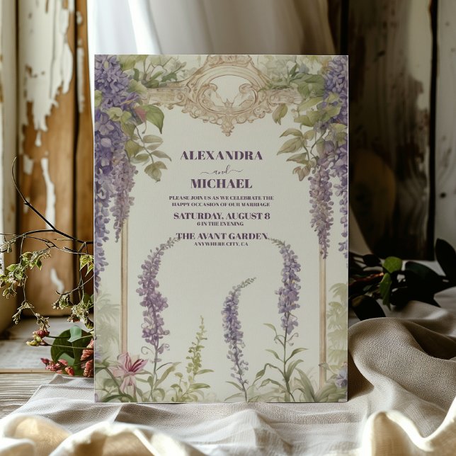 Convites Wisteria Dusty Purple Watercolor Casamento (Criador carregado)