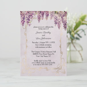 Convites Wisteria em Aquarela no Casamento Lavanda