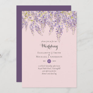 Convites Wisteria Floral Garden Lavanda Casamento Dusty Pin