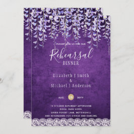 Convites Wisteria Floral Lace REHEARSAL JANTO INVITE