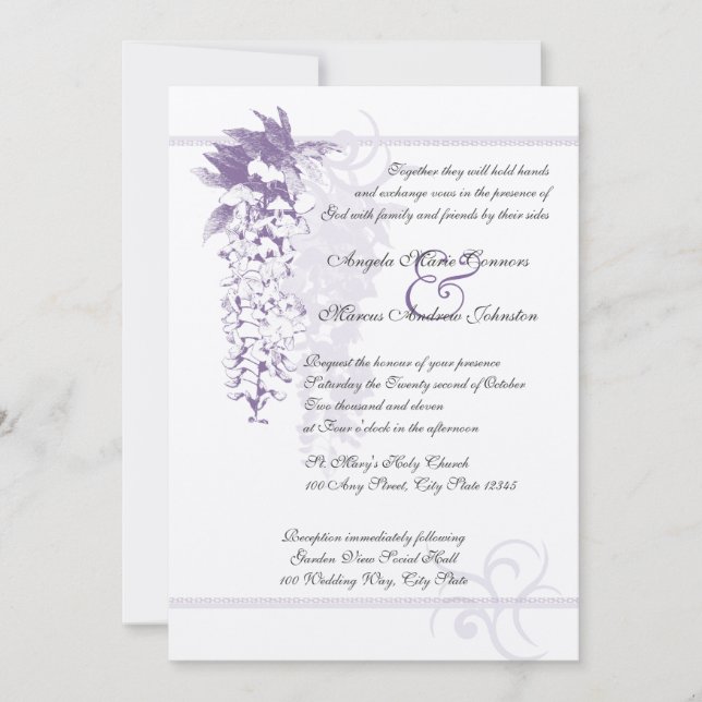Convites Wisteria Floral Wedding (Frente)