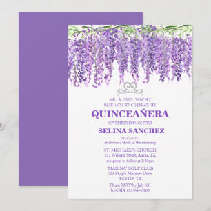 Convites Wisteria Quinceanera Purple Floral 15 Birthday