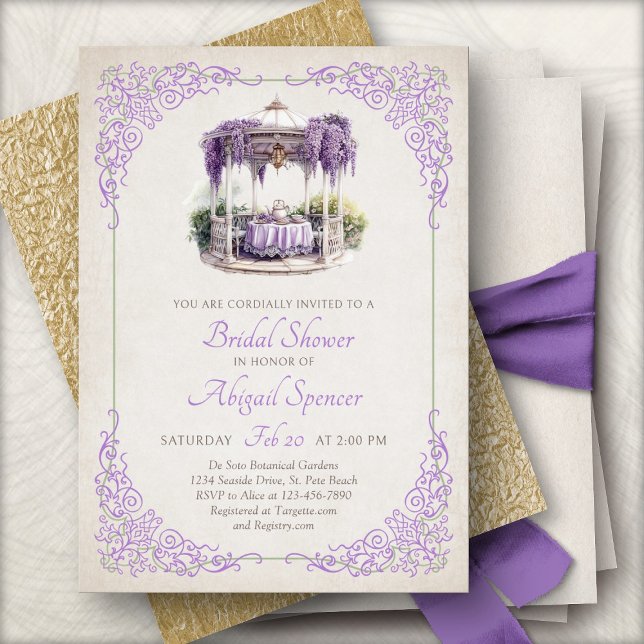 Convites Wisteria Regency Bridal Shower Invitation (Criador carregado)