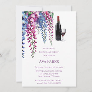 Convites Wisteria roxa e rosa Brunch e Bubble