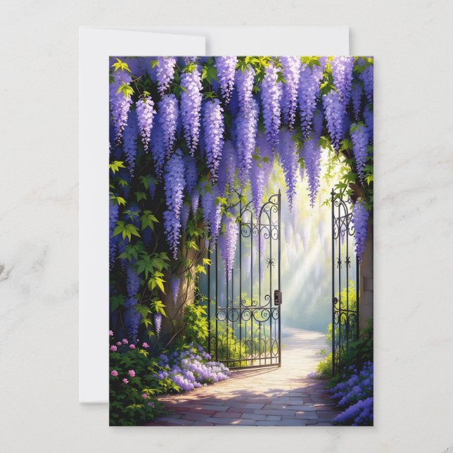 Convites Wisteria vine on nostalgic, victorian garden gate  (Frente)