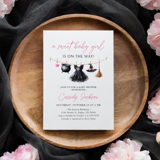 Convites Witch Clothesline Halloween Baby Shower (Criador carregado)