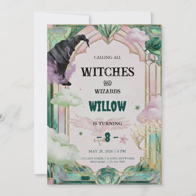 Convites Witch Musical Birthday Invitation Magical Canva (Frente)