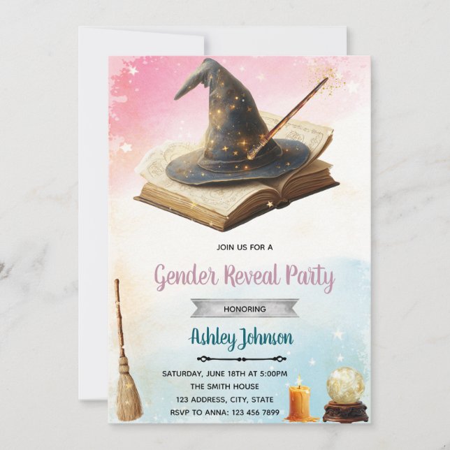 Convites Witch or Wizard gender reveal invitation (Frente)