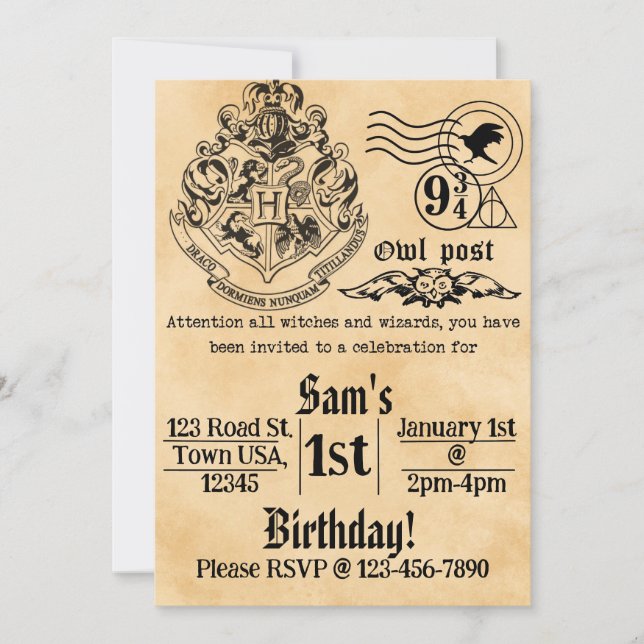 Convites Witches and Wizards Birthday Invitation (Frente)