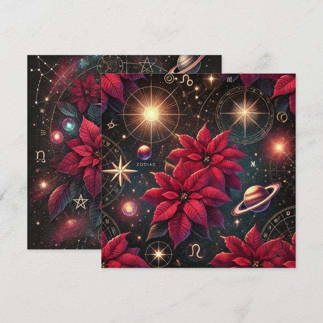 Convites Witchy Celestial Poinsettia Scrapbook (Frente/Verso)