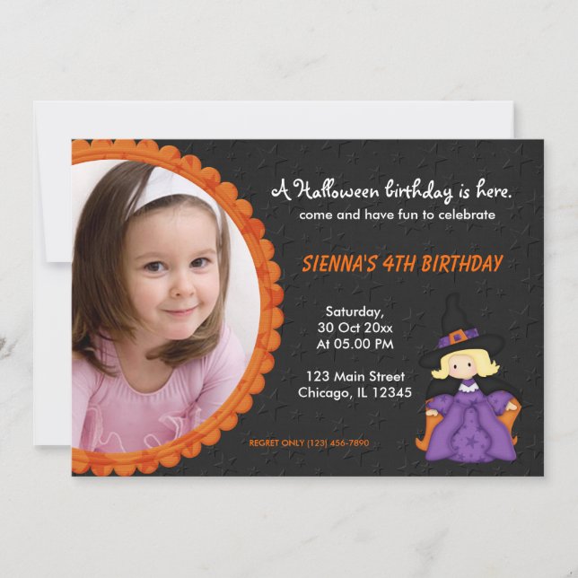 Convites Witchy Halloween Birthday (Frente)