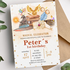 Convites Wizard Magical Kids Birthday Party Invitation