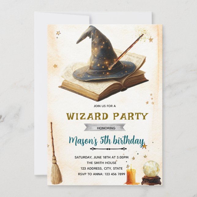 Convites Wizard witch birthday party invitation (Frente)
