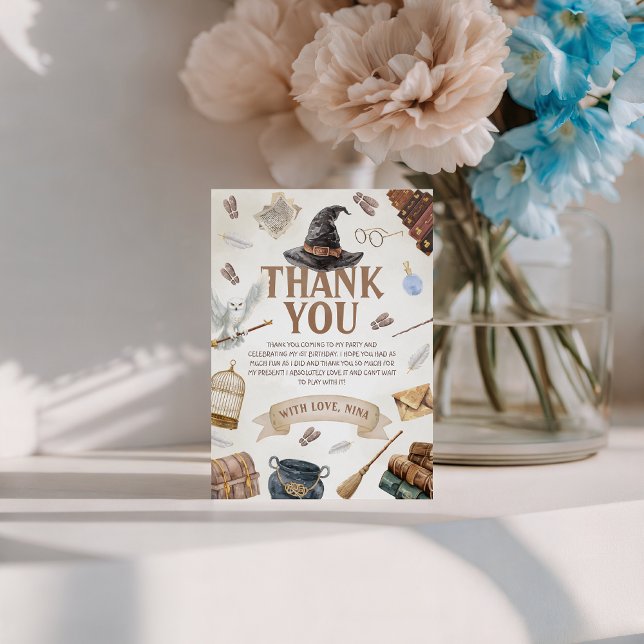Convites Wizards Birthday Thank You Card (Criador carregado)