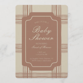 Convites Wobbly Plaid Geometric Gender Neutral Beige Brown