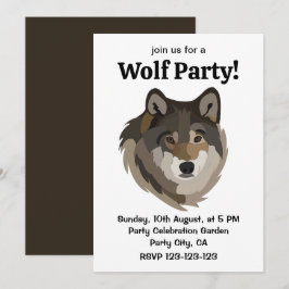 Convites Wolf Head Animal Cinza Selvagem Wolf