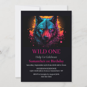 Convites Wolf Wild One Birthday