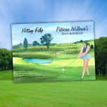 Convites Woman Golf Player Hitting Fifty 50th Birthday<br><div class="desc">"Elevate your 50th birthday milestone celebration with our exquisite Golf-themed invitation card! Immerse yourself in the serene beauty of a watercolor masterpiece, featuring a graceful woman in hitting position on a lush golf course. The customizable details allow you to make it uniquely yours—add your name, date, and address for a...</div>