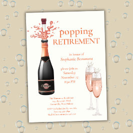 Convites Woman's Elegant Popping Champagne Retirement