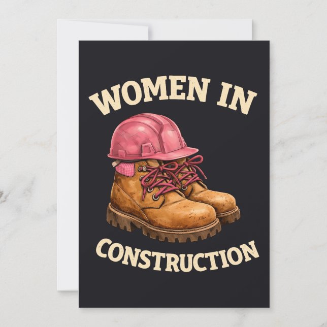 Convites Women in Construction Work Boots and Hard Hat (Frente)