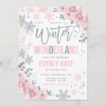 Wonderland Birthday Silver Pink Snowflake