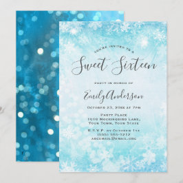 Convites Wonderland Blue Snowflake Sweet 16