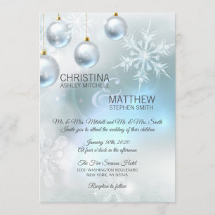 Convites Wonderland Blue Snowflakes WEDDING