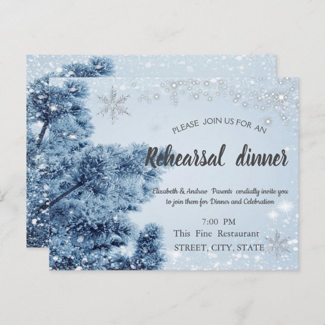 Convites Wonderland de inverno,Neve,Flocos de neve Janto de (Frente/Verso)