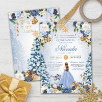 Wonderland de inverno Quinceañera Light Blue Snow