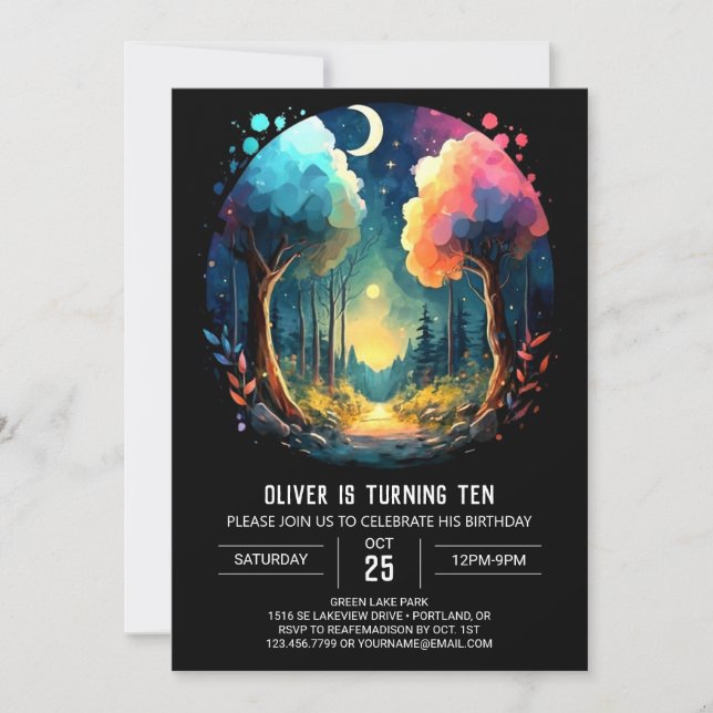 Convites Wonderland Grove Whimsical Birthday (Frente)