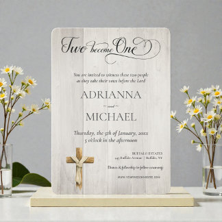 Convites Wood Christian Two Become One