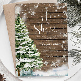 Convites Wood Ele ou Ela Evergreen Winter gender Revelação