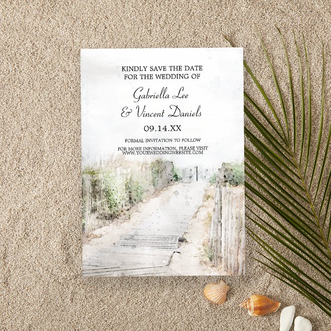Convites Wooden Boardwalk para Beach Wedding Salve a data (Set the tone for your destination beach or coastal marriage ceremony and reception.)