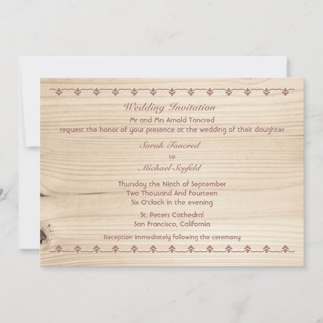 Convites Wooden Wedding (Frente)