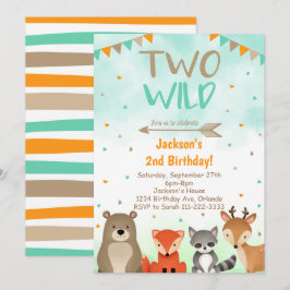 Convites Woodland 2nd Birthday Invitation, Two Wild Invite