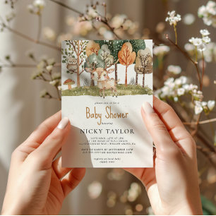 Convites Woodland Animal Snow Winter Chá de fraldas