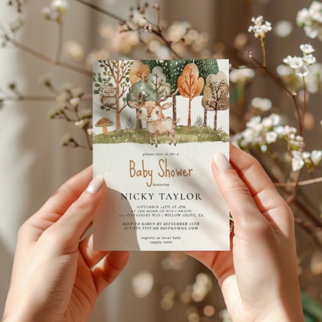 Convites Woodland Animal Snow Winter Chá de fraldas (Criador carregado)