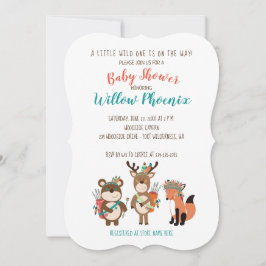 Convites Woodland Animal Tribal Boho Chá de fraldas Invite