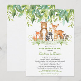 Convites Woodland Animal Virtual Chá de fraldas Mail Greene