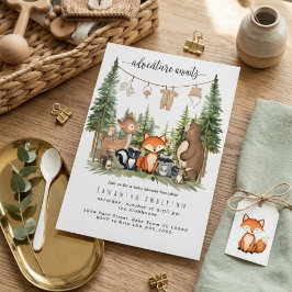Convites Woodland Animals Adventure Baby Shower Invitation
