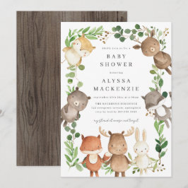 Convites Woodland Animals Baby Shower Invitation