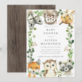 Convites Woodland Animals Baby Shower Invitation